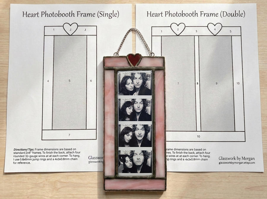 Heart Photobooth Strip Frame, Digital Template for Stained Glass, Instant Download