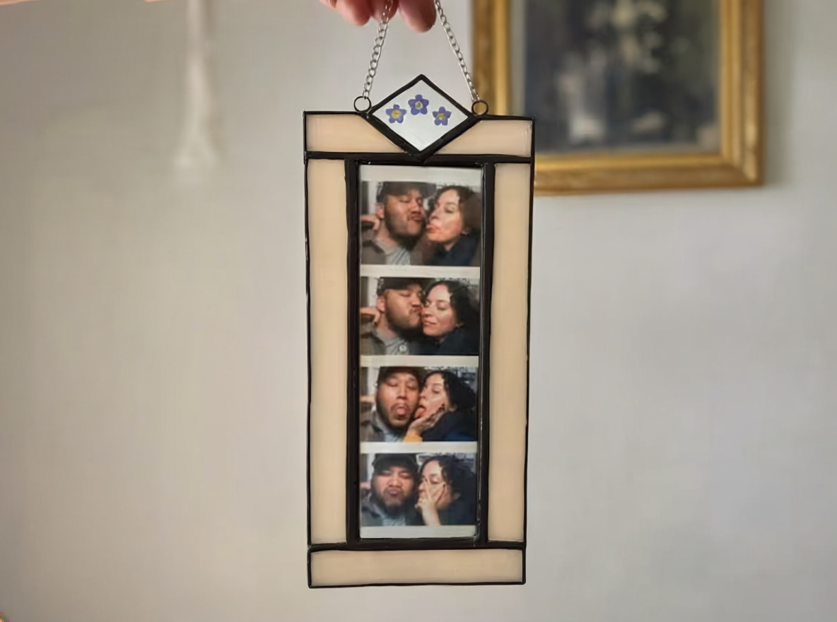 Stained Glass Pressed Flowers Photobooth Frame - 2x6 Inch, Assorted Colors - Image 3