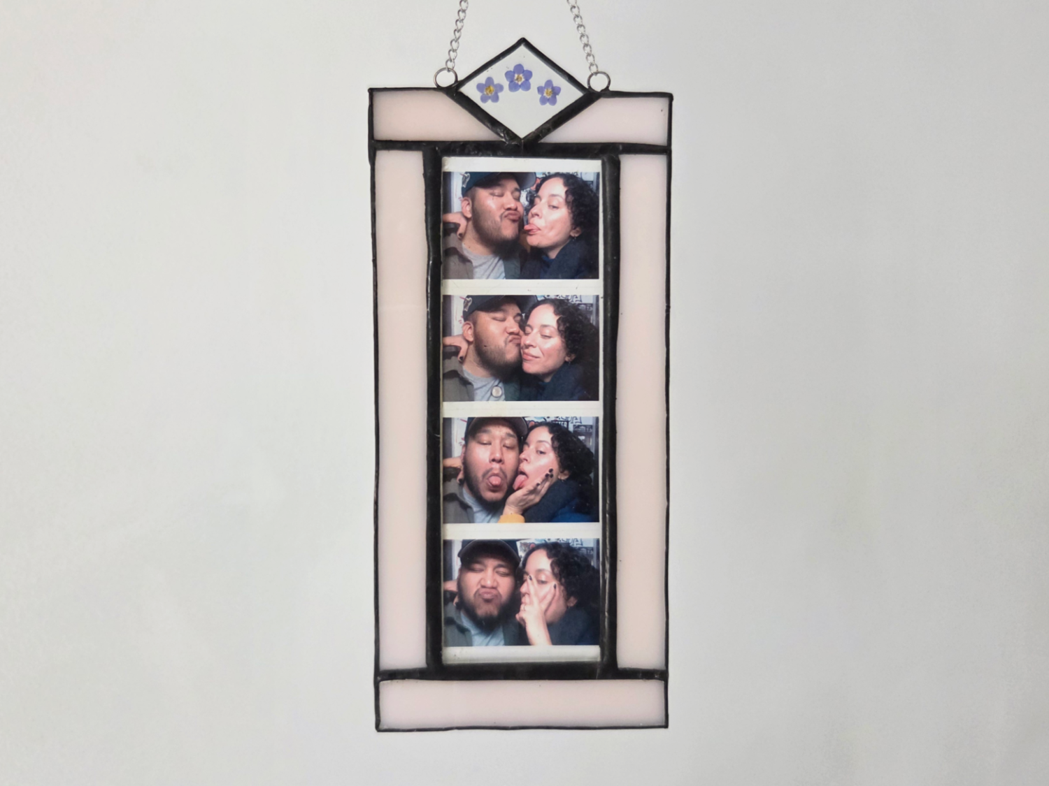 Stained Glass Pressed Flowers Photobooth Frame - 2x6 Inch, Assorted Colors