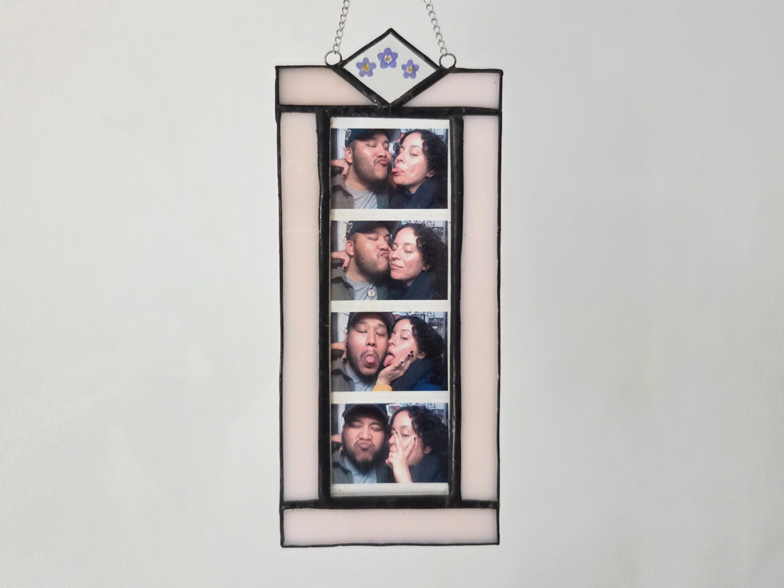 Stained Glass Pressed Flowers Photobooth Frame - 2x6 Inch, Assorted Colors